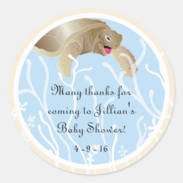 Babydusche "Schildkröte/blau" Aufkleber 1 1/2" ode