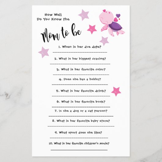 Babydusche Schildkröte Wie gut Sie wissen, Karte (Vorne)