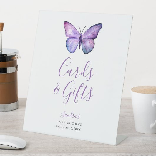 Babydusche Schmetterling Elegante Karten und Gesch Sockelschild (In Situ)