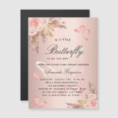 Babydusche Schmetterling Rosa Mädchen Pampe boho L Magneteinladung (Vorne/Hinten)