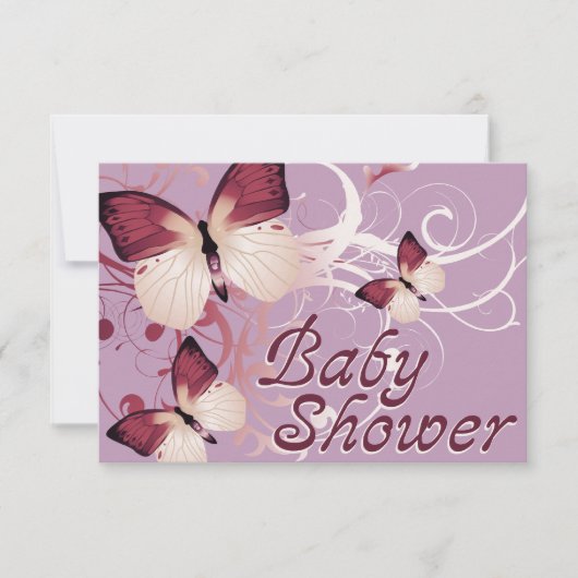 Babydusche:Schmetterlinge Einladung (Vorderseite)
