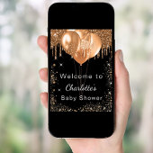 Babydusche Schwarz-Gold-Glitzer Party Empfang Poster