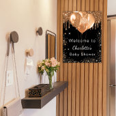 Babydusche Schwarz-Gold-Glitzer Party Empfang Poster