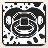 Babydusche - Schwarz und Weiß - Schnuller Rechteckiger Pappuntersetzer (Vorderseite)