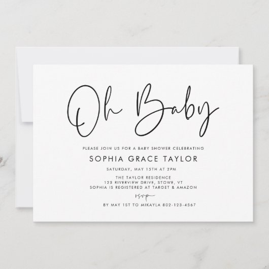 Babydusche Schwarz-Weiß-Boho Geschlecht neutral Einladung (Vorderseite)