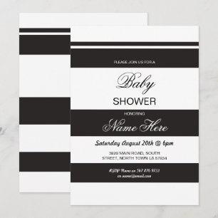 Babydusche Schwarz/Weiß Party Streifen Chic Einlad Einladung