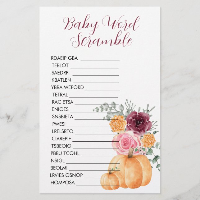 Babydusche Scramble Fall Pumpkin Burgundy Pink (Vorderseite)