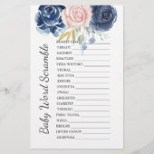 Babydusche Scramble Game Navy Blush Pink Floral (Vorderseite)