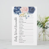 Babydusche Scramble Game Navy Blush Pink Floral (Stehend Vorderseite)