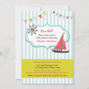 Babydusche Segelboot Einladung Baby Girl