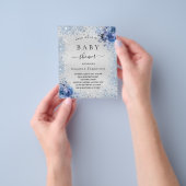 Babydusche Silber Blumenblauen Einladung Flyer (Gruppe)