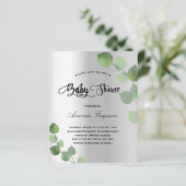 Babydusche Silber-Eukalyptus-Haushaltseinladung (Stehend Vorderseite)