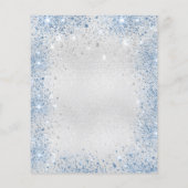 Babydusche Silber Glitzer Blütenblau Einladung (Rückseite)