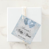 Babydusche Silberblauer Glitzer Ballons dank Geschenkanhänger (Beispiel)