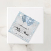 Babydusche Silberblauer Glitzer Ballons dank Geschenkanhänger (Beispiel)