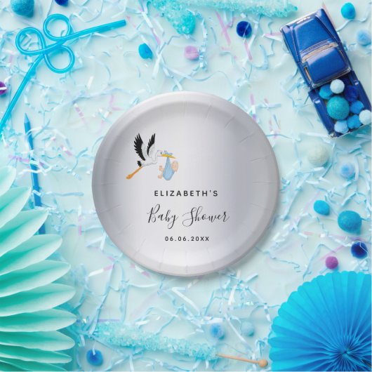 Babydusche Silberjunge Pappteller (Party)