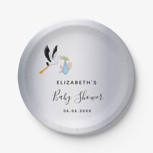 Babydusche Silberjunge Pappteller (Vorderseite)