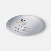 Babydusche Silberjunge Pappteller (Schrägansicht)