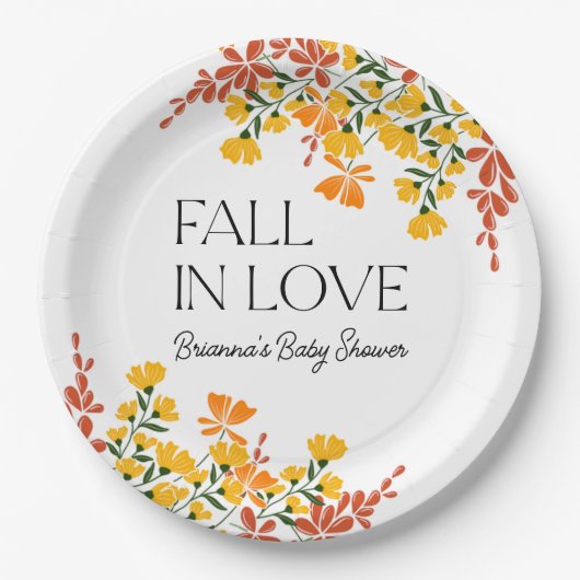 Babydusche sinkt in der Liebe Herbstblüte Pappteller (Vorderseite)