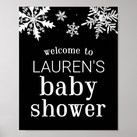 Babydusche Snowflake - individuelles Begrüßungszei Poster (Vorne)