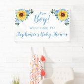 Babydusche Sonnenblume Dusty Blue Floral Es ist ei Banner (Insitu)