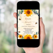 Babydusche Sonnenblume Eukalyptus-Bienen Einladung