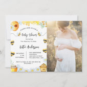 Babydusche Sonnenblume Foto Einladung (Vorderseite)