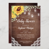 Babydusche Sonnenblume Leder Mason Jar Lights Einladung (Vorne/Hinten)