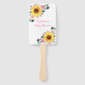Babydusche Sonnenblume Rosa Blütenblume Personalis Fächer (Vorderseite)