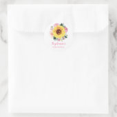 Babydusche Sonnenblume Rosa Blütenblume Personalis Runder Aufkleber (Tasche)