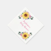 Babydusche Sonnenblume Rosa Blütenblume Personalis Serviette (Ecke)