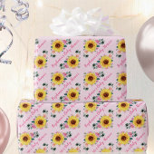 Babydusche Sonnenblume Rosa Rosen Personalisierter Geschenkpapier