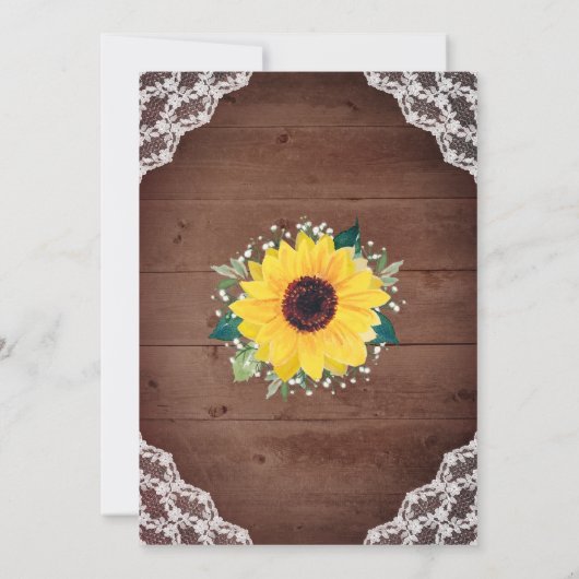 Babydusche Sonnenblume Spitzen Babys Atemluft Einladung (Rückseite)