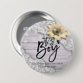 Babydusche Sonnenblume Stall Holz String Lights Button (Vorne & Hinten)