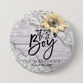 Babydusche Sonnenblume Stall Holz String Lights Button (Vorderseite)