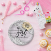 Babydusche Sonnenblume Stall Holz String Lights Pappteller (Party)