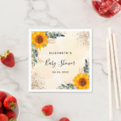 Babydusche Sonnenblumen Eukalyptusgrün Glitzer Serviette (Beispiel)