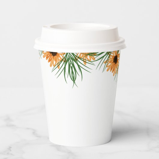 Babydusche Sonnenblumen Grüne Vielen Dank Pappbecher (Rückseite)