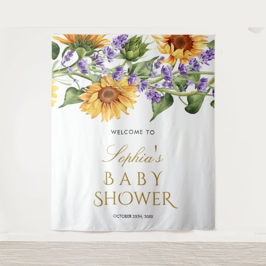 Babydusche - Sonnenblumen und Lavendel Wandteppich (Vorderseite)