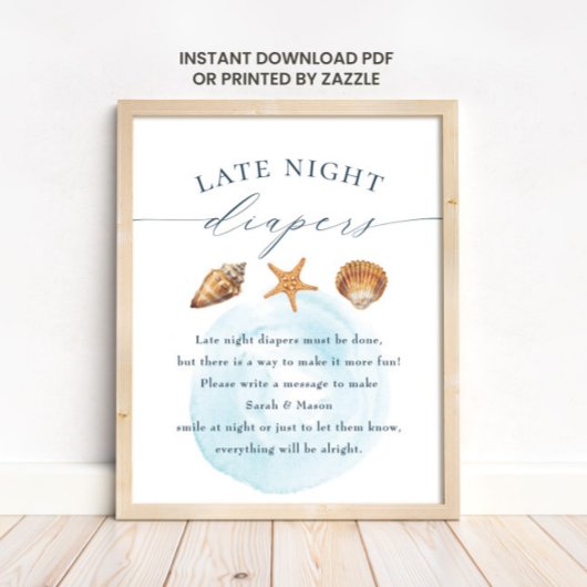 Babydusche "Spate Night Diapers" Unterschrift Poster