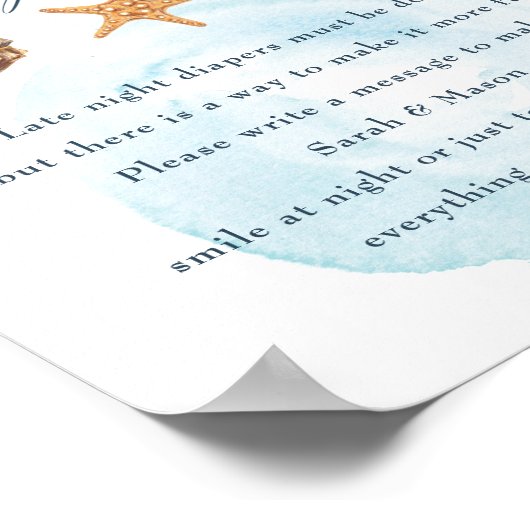 Babydusche "Spate Night Diapers" Unterschrift Poster (Ecke)