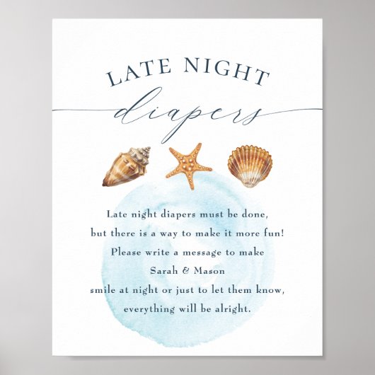 Babydusche "Spate Night Diapers" Unterschrift Poster (Vorne)
