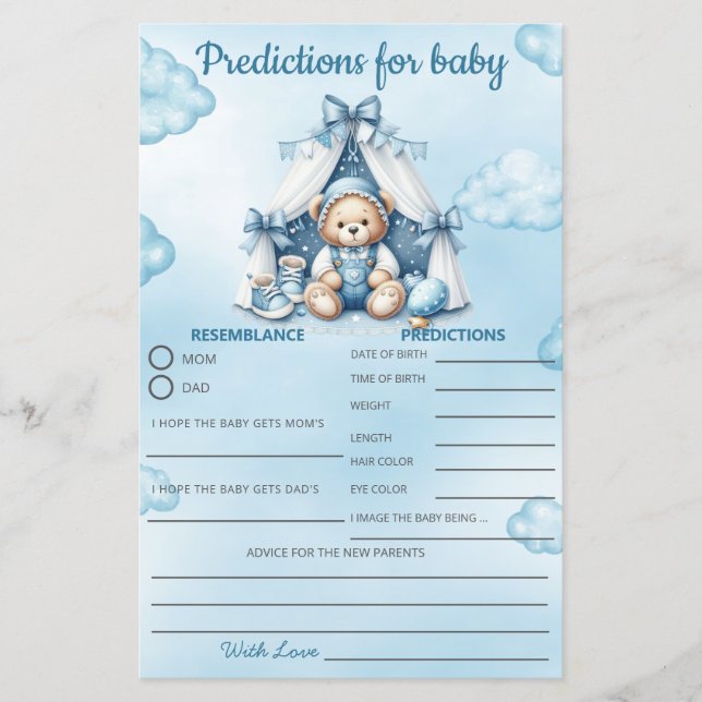 Babydusche Spielteddy Bär in Zelt Vorhersage (Vorderseite)