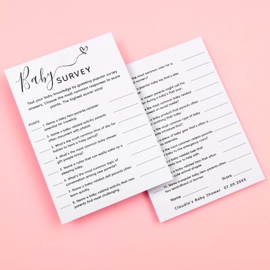 Babydusche Spieltrivia Umfrage Karte