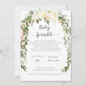 Babydusche Sprinkle Elegante Weiße Rosen Blumen Einladung (Vorderseite)