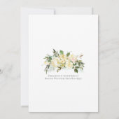 Babydusche Sprinkle Elegante Weiße Rosen Blumen Einladung (Rückseite)