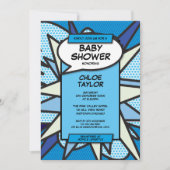 Babydusche Sprinkle Modern Blue Baby Boy Foto Einladung (Vorderseite)