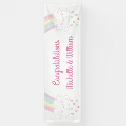 Babydusche Sprinkle Rainbow Raindrop Cloud Banner (Vertikal)