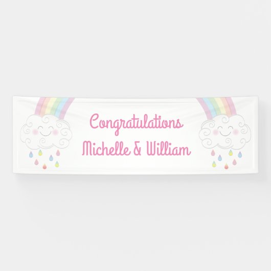 Babydusche Sprinkle Rainbow Raindrop Cloud Banner (Horizontal)