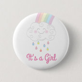Babydusche Sprinkle Rainbow Raindrop Cloud Button (Vorderseite)